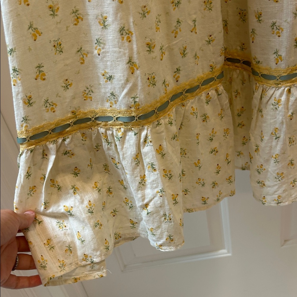 Pinkblush Cream Floral Maxi Dress with Yellow Trim - Picture 6 of 7